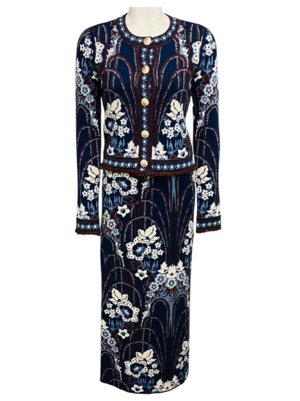 Cara Cara Fontaine Navy Knit Livi Jacket and Clara Skirt